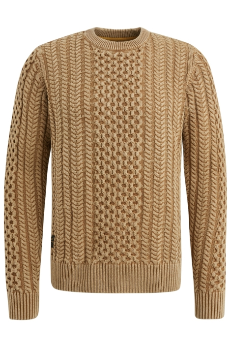 PME legend r-neck garment dye cable knit